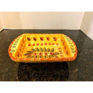 Italian ARS Hand Painted 9.5 Inch Tuscan Art Pottery Floral Footed Bowl